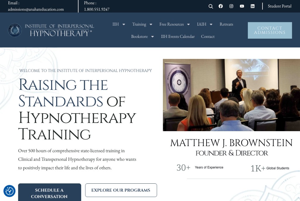 Online education provider website homepage